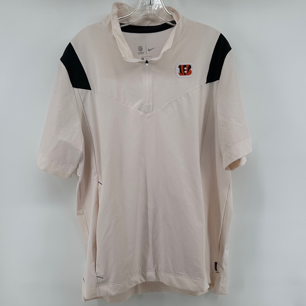 Nike Cincinnati Bengals On-Field Short-Sleeve 1/4 Zip Pullover Beige Men’s Large